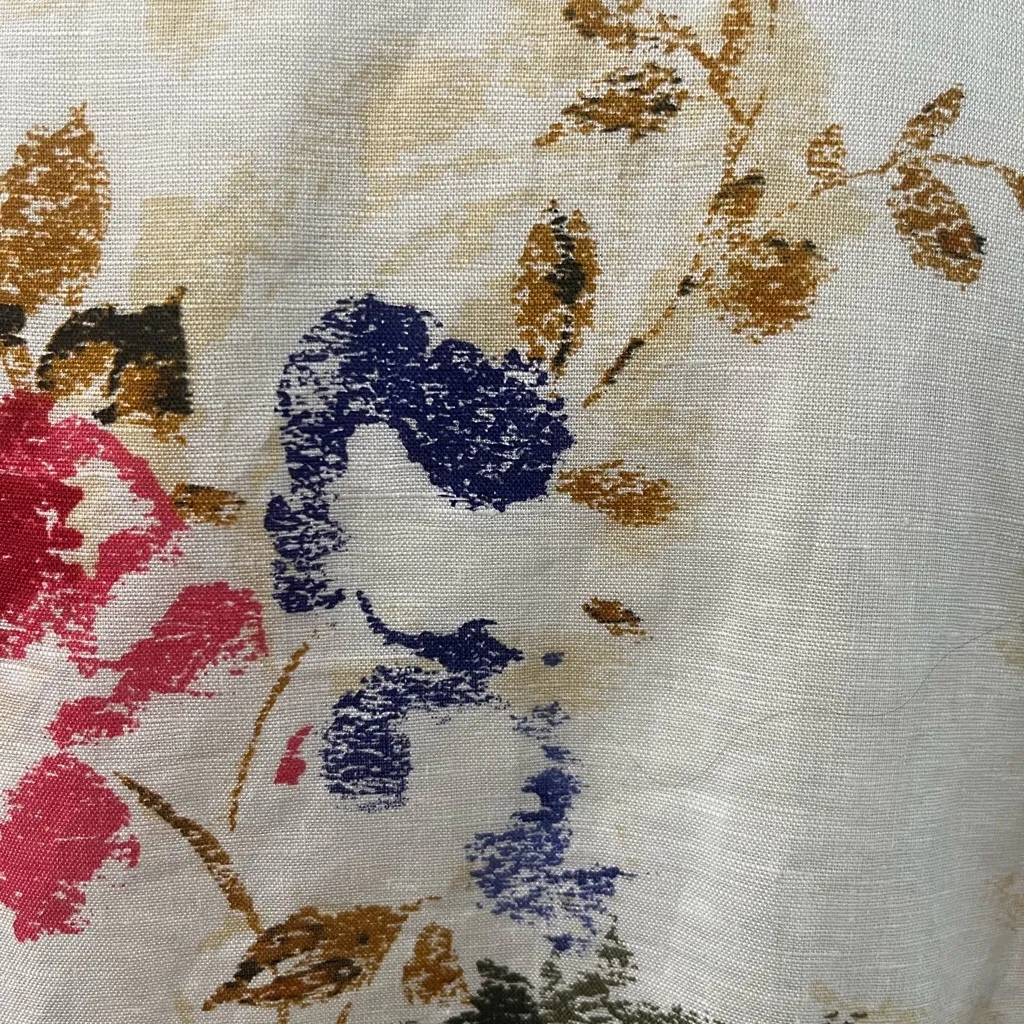 Harve Bernard Linen Cotton Blend Floral Botanical Button Up Tunic Shirt 2X - Image 7