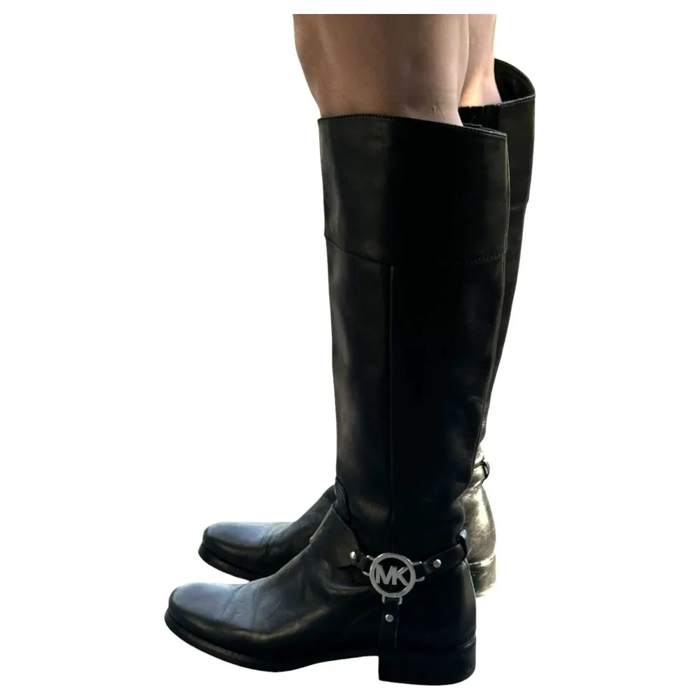 Michael Kors Black Leather Harness Boots Size 7 - Image 2