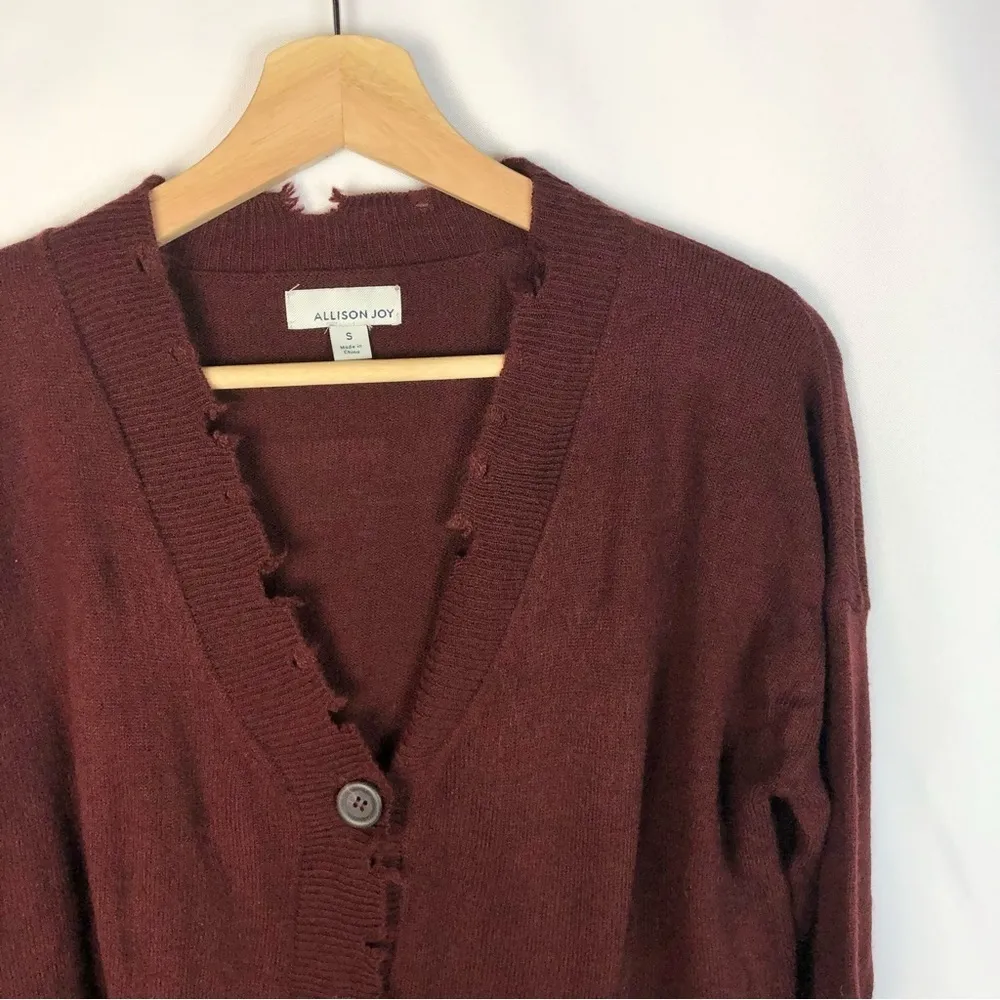 Evereve Allison Joy Red Distressed Button Down Cardigan Sweater S - Image 4