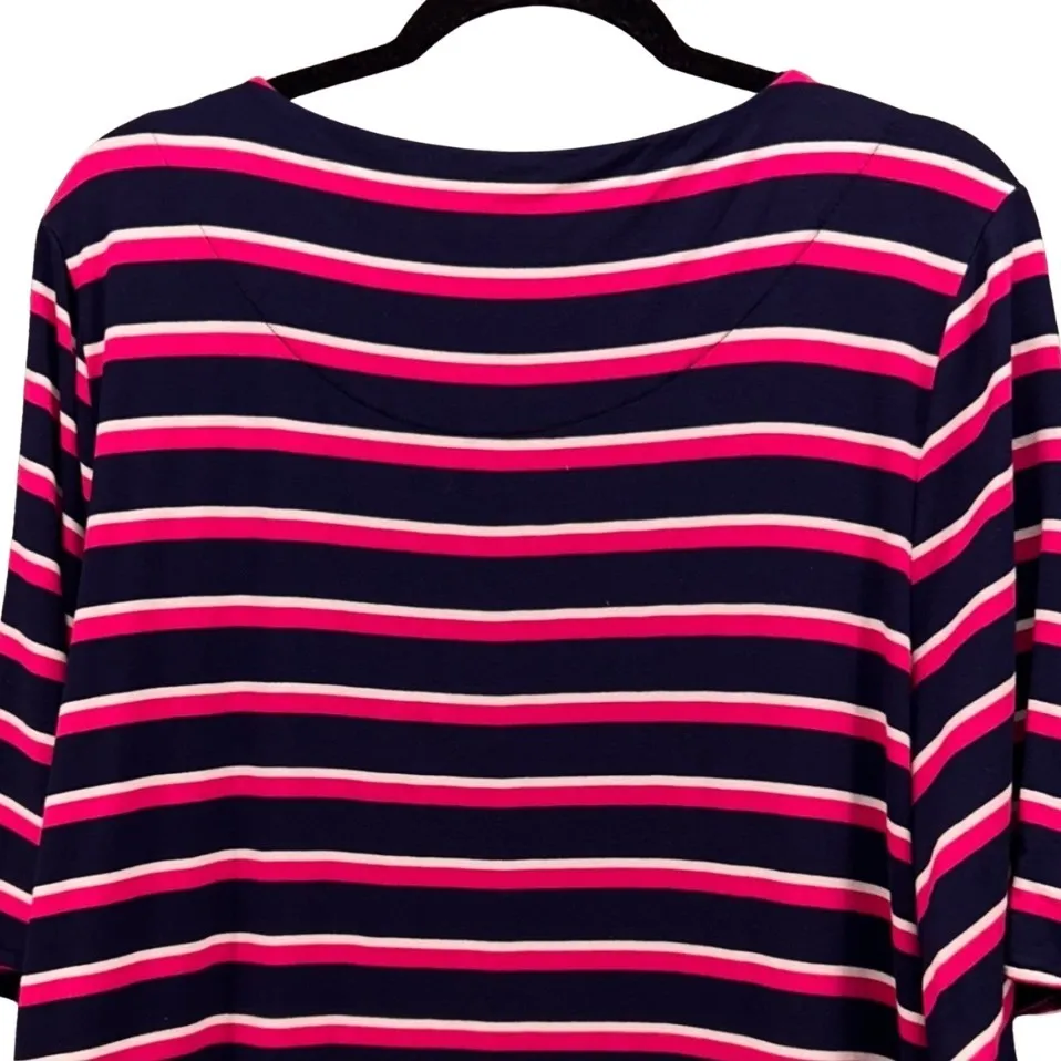 Chicos‎ Womens Striped Top Size XL Or 3 Old Money Preppy Short Sleeve Blouse - Image 4