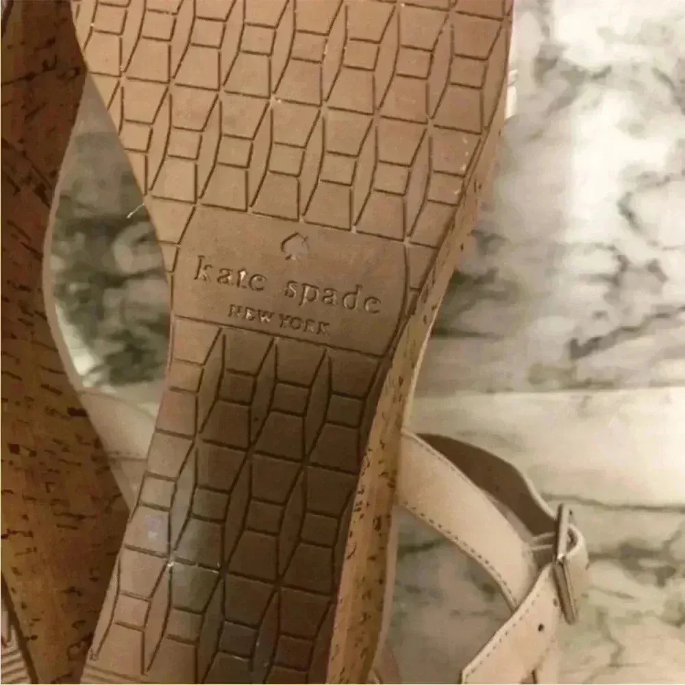 Kate Spade White‎ Ruffled Leather Tomas Cork Platform Wedge - Image 12