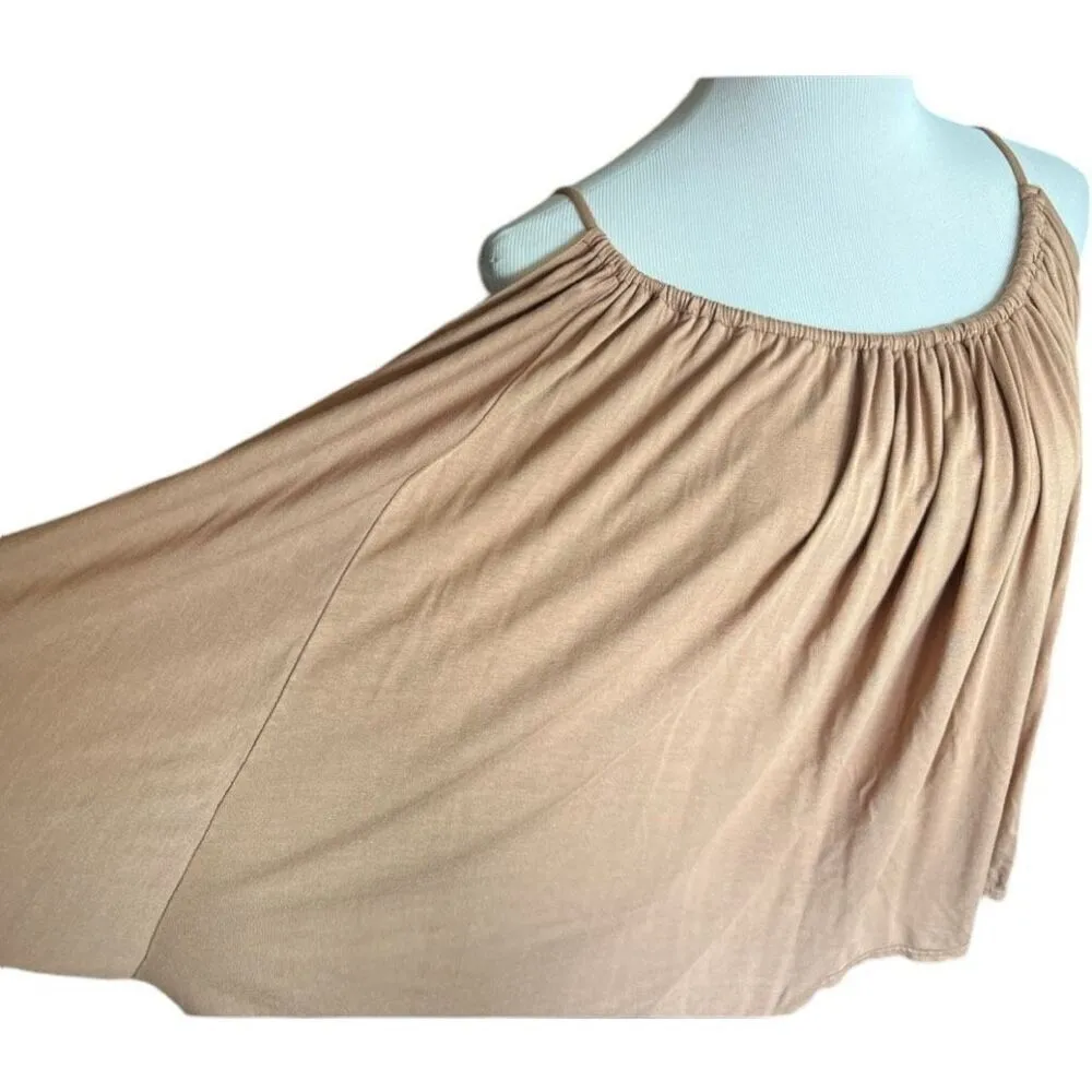Womens R Oversized Batwing Cold Shoulder Camel Flowy Top - Image 2
