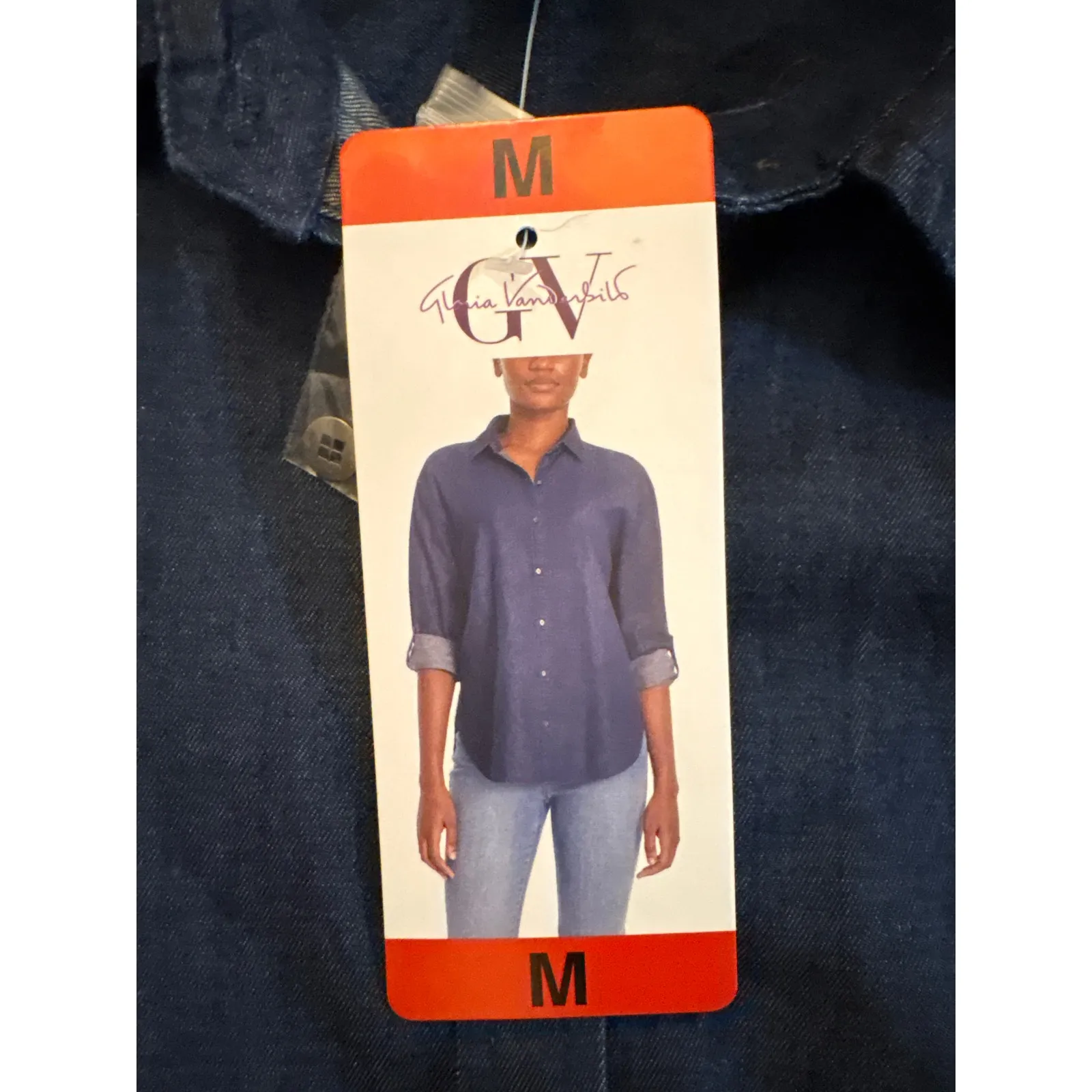 Gloria Vanderbilt Womens Blue Jean Blouse Medium - Image 3