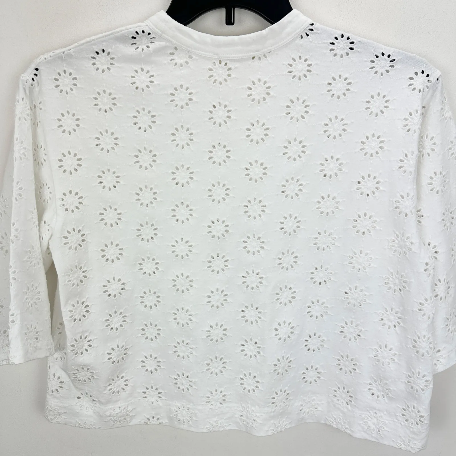 Madewell Embroidered Wide Sleeve Boxy Tee White Cotton Oversized XS NWT - Image 13
