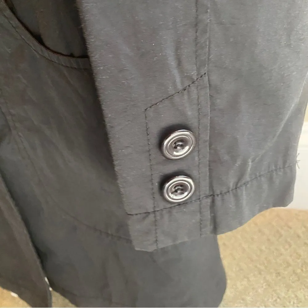 Ambition Black Collared Button Down Trench Coat Women's Size Small​ - Image 5