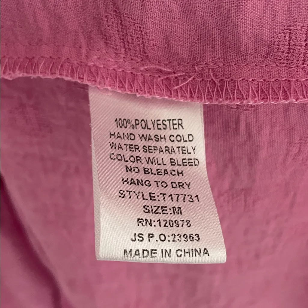 ENTRO V-Neck 3/4 Puff Sleeve Babydoll Peplum Ruffle Top Blouse Barbiecore Size M - Image 7