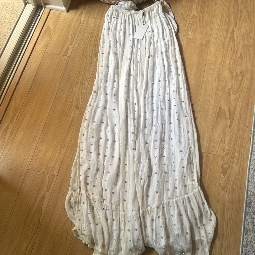 Retrofete | Zadie Embellished Silk Maxi Dress White - Image 11