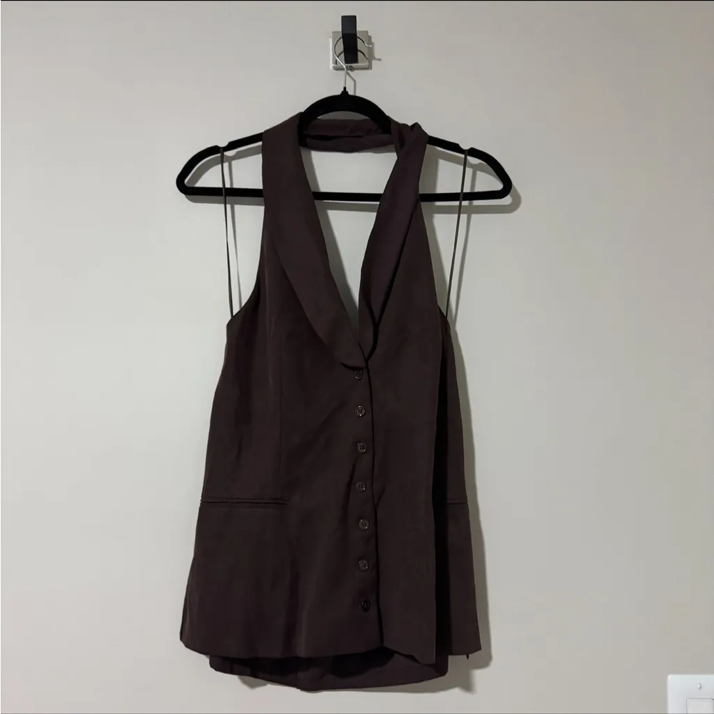 NWT Reformation Alistair Vest Brown Size 10 - Image 3