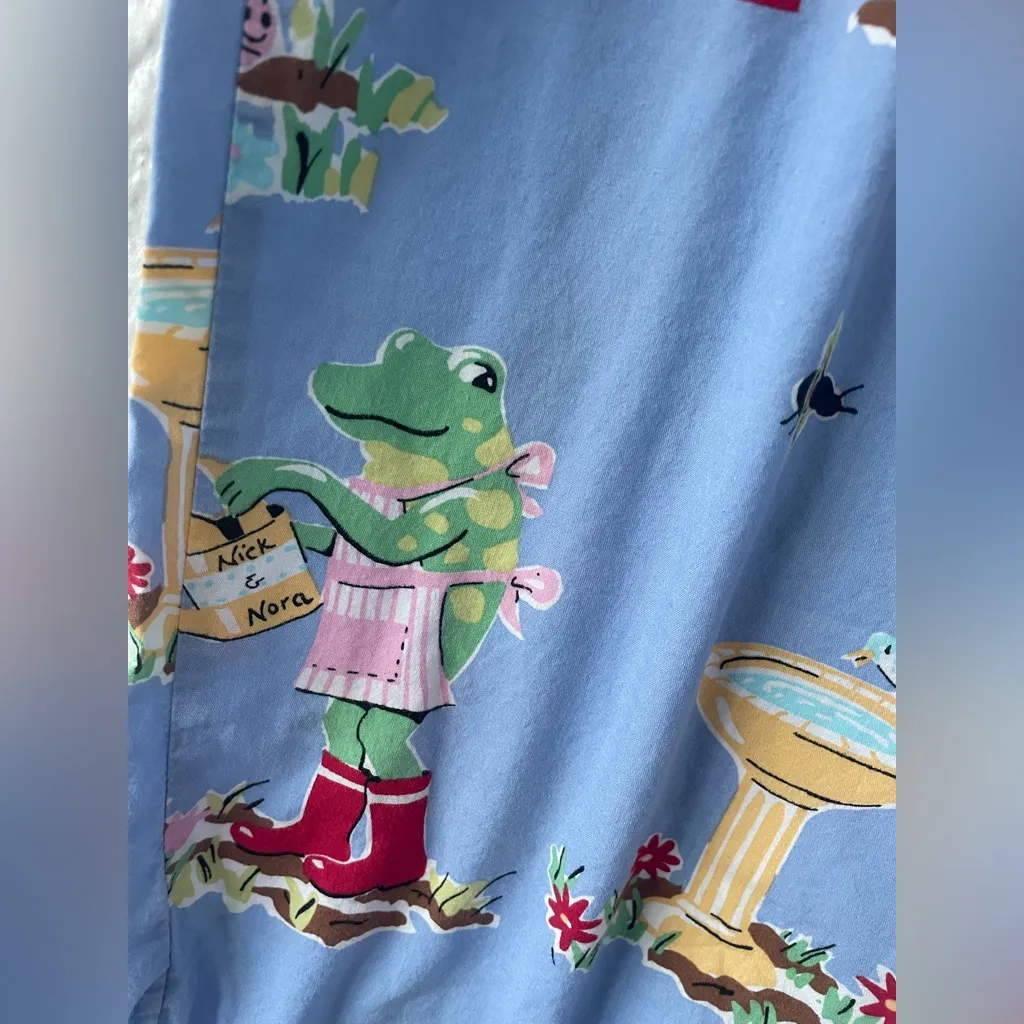 Nick + Nora light blue cropped 100% cotton spring gardening frog pajama pants;XL - Image 3
