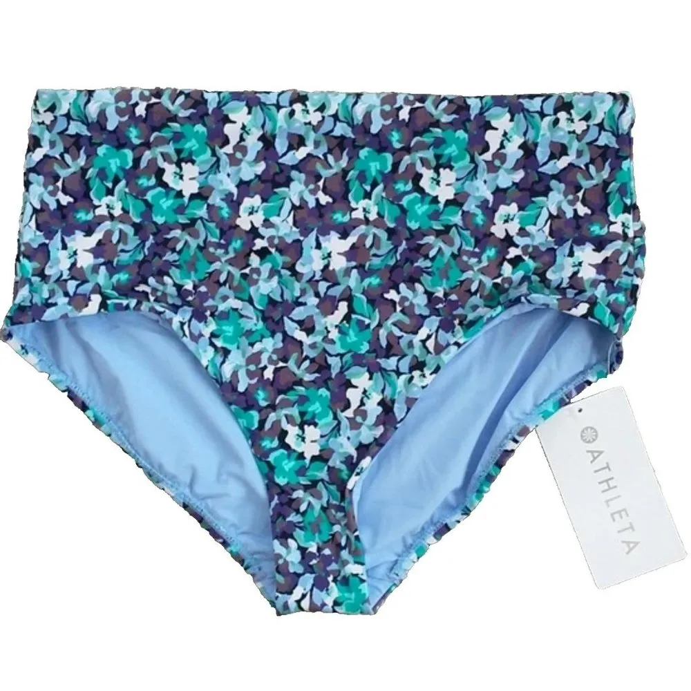 New Athleta XL High Waist Bikini Bottom Size X-Large Elysian Floral - Image 3