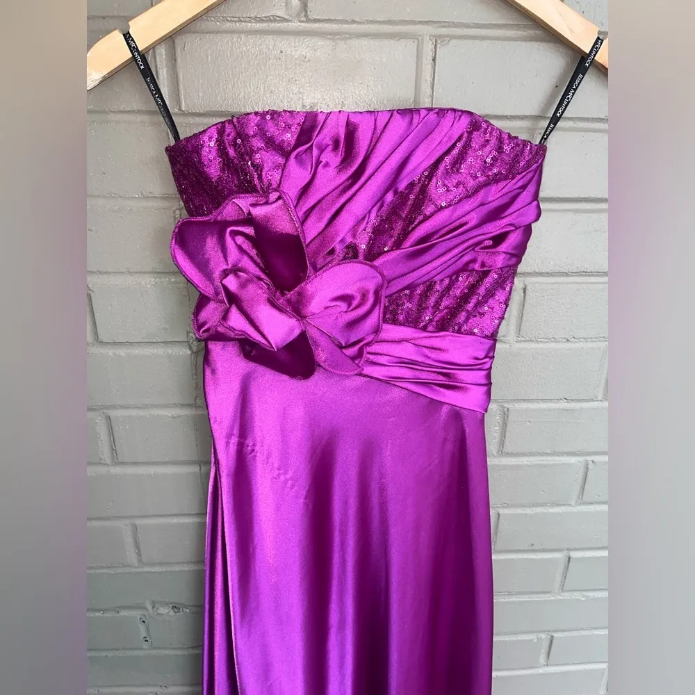 Vintage Y2K Scott McClintock Pink Maxi Dress Size 1 Flower Embellishment - Image 4