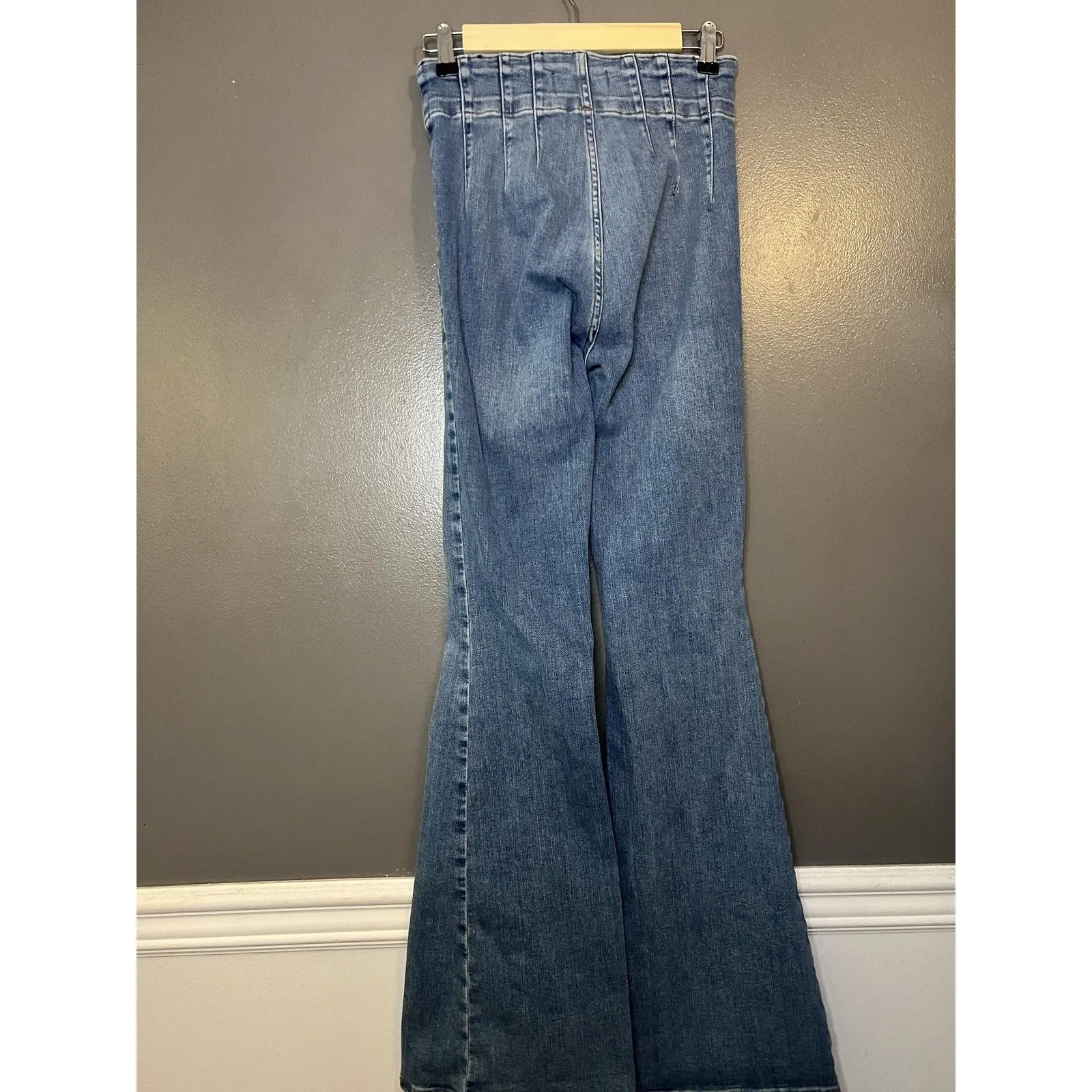 We The Free Jeans Womens 26 Blue High Rise Flare Bell Bottom Stretch Denim - Image 4