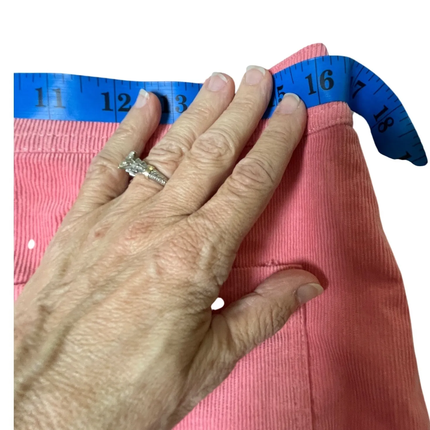 Cremiuex Pink Corduroy Button Front‎ Pocket A-Line Mini Skirt Size 14 - Image 5