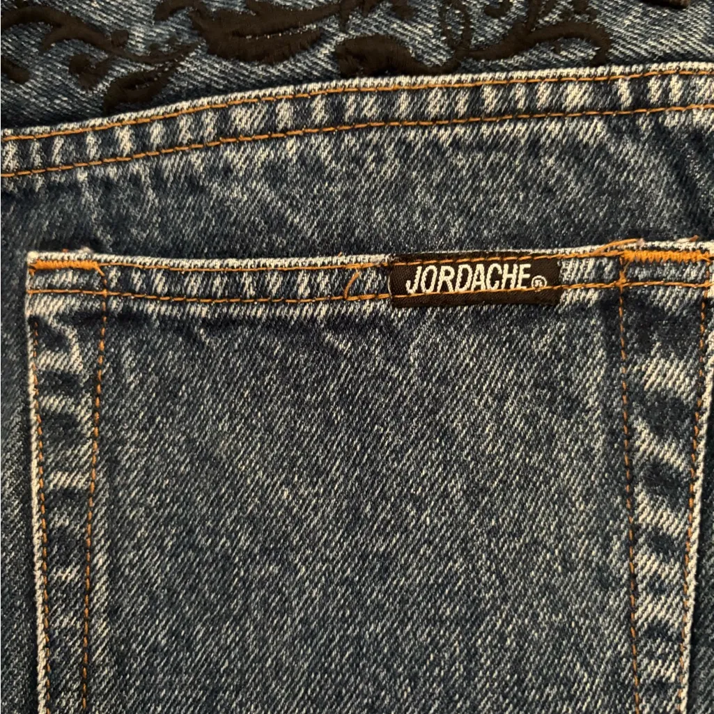 Vintage 80's Jordache Embellished Denim Jean Sz Jr 7/8 Dark Wash High Waisted - Image 6