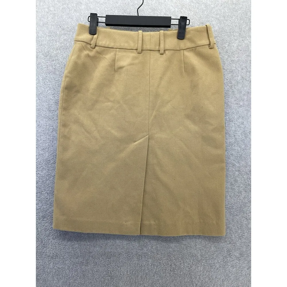 Express Women's Skirt Double Slit Size 5/6 Solid Camel Tan Knee Length - Image 2