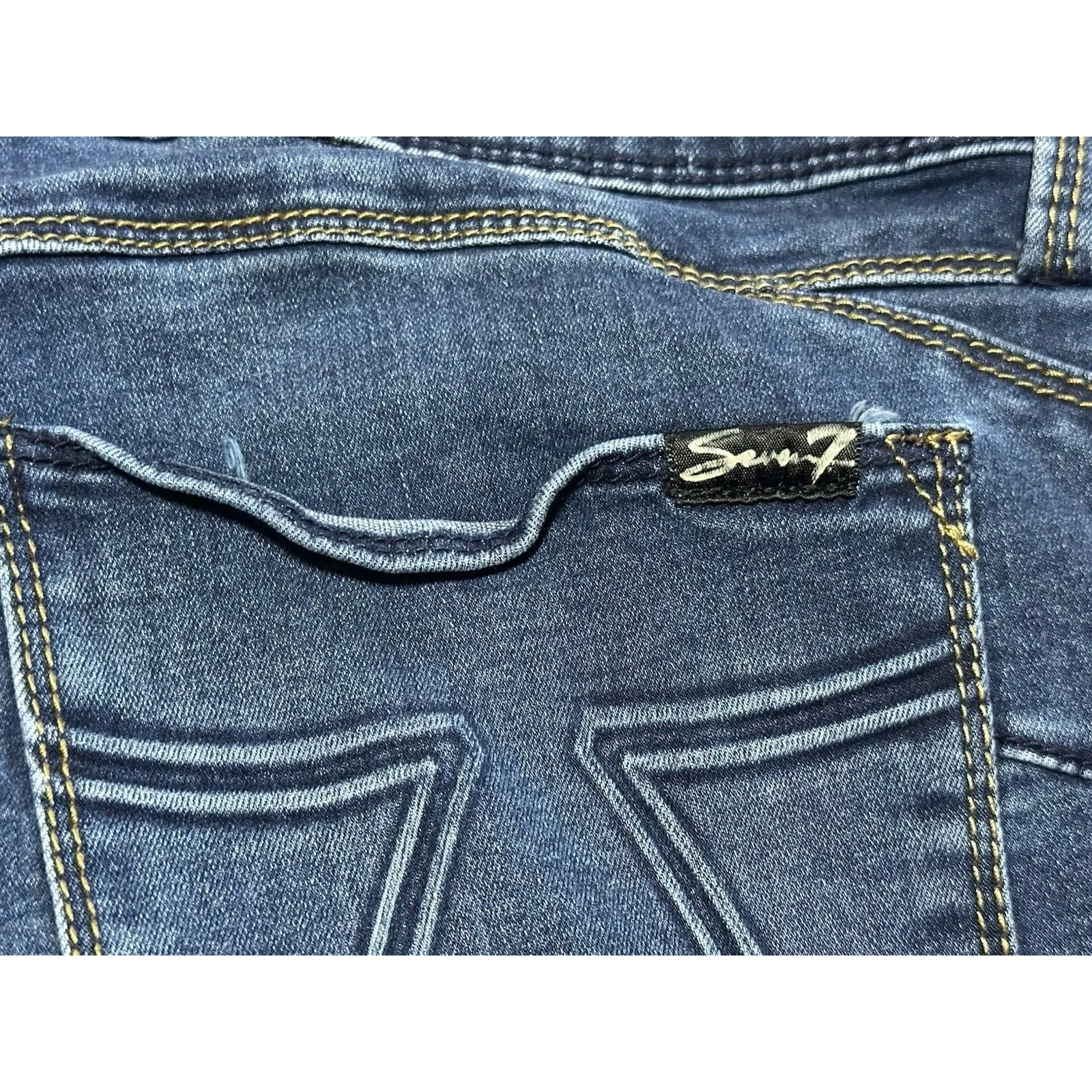 Seven7 Women's Blue Tummyless High Rise Skinny Jeans Size 14 - Image 10