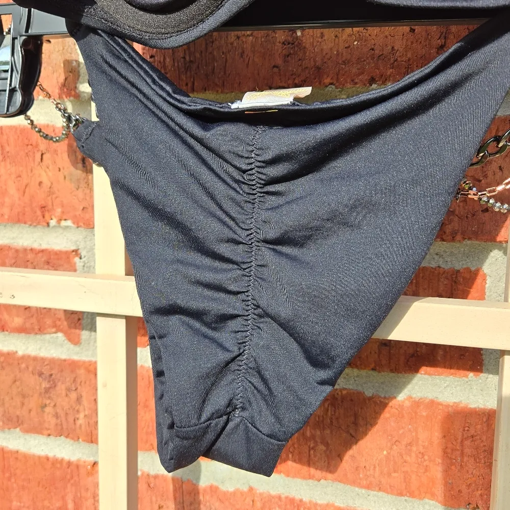 Lisa Blue Call of the Whale Bikini Set Swimsuit Chains Black Small - Image 9