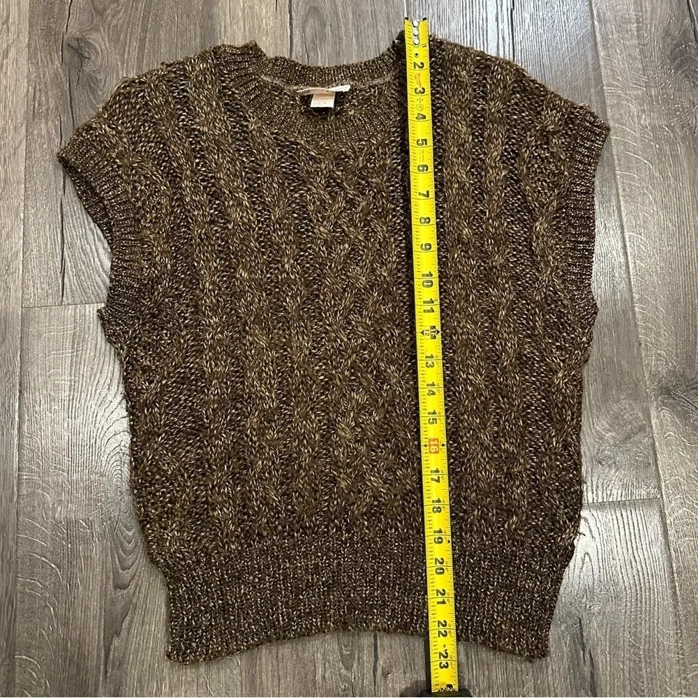 Vintage John Meyer Womens Sweater Vest Tank Top Sz Pet Medium Brown Cable Knit - Image 7