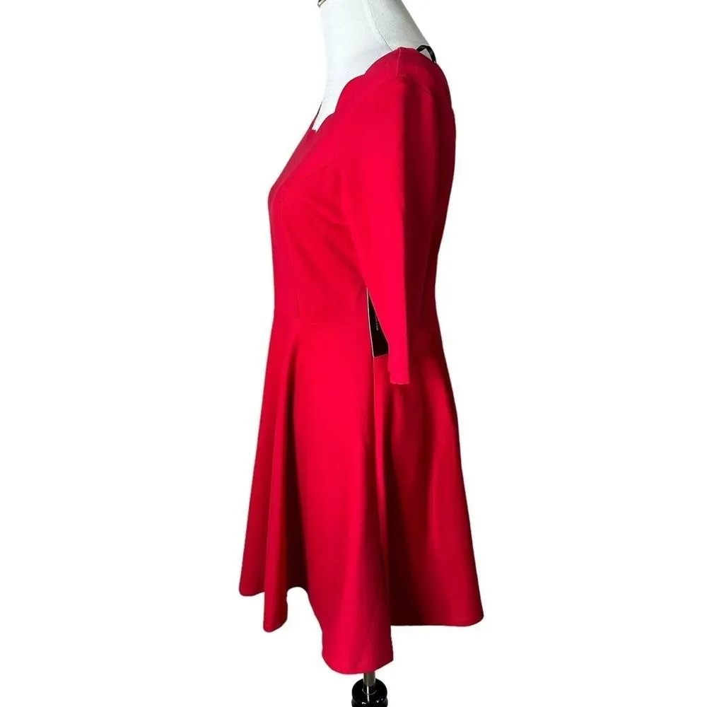 Lulus Red Mini Dress Size L Scallop Trim‎ Skater Flare Romantic Feminine NEW - Image 4