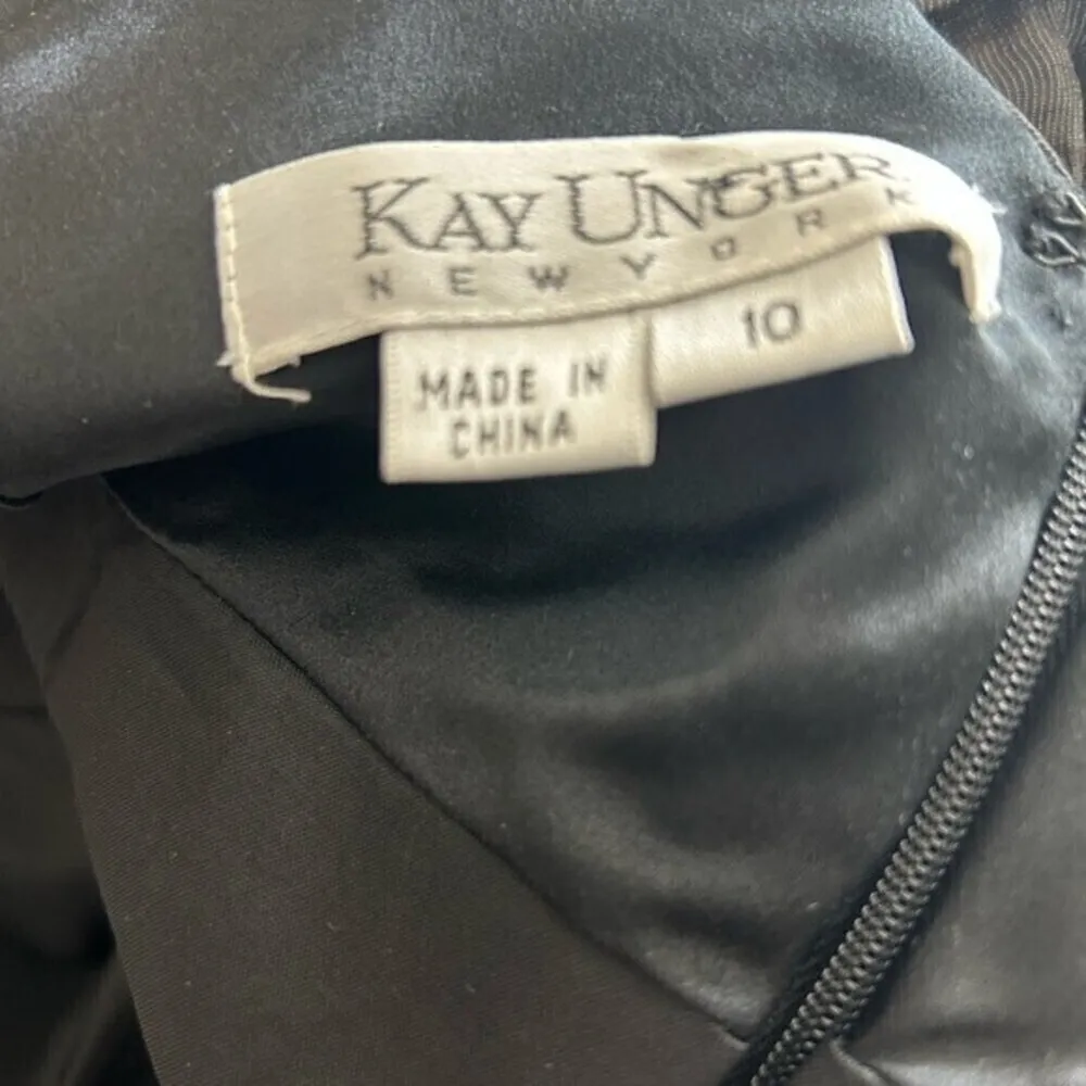 - KAY Unger New York Women’s Silk Blend Fitted Midi Cocktail Dress Gray Si… - Image 9