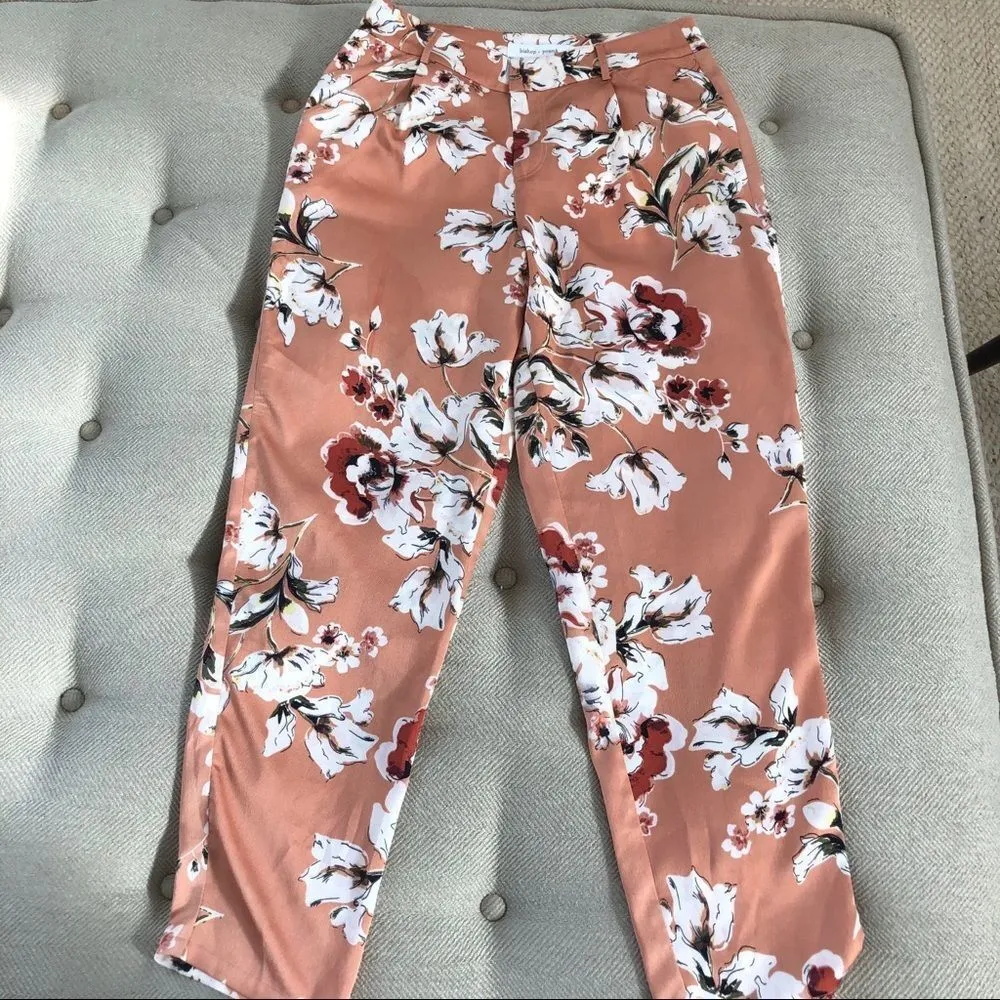 Bishop + Young Satin Floral Taper Pants NWOT S - Image 2