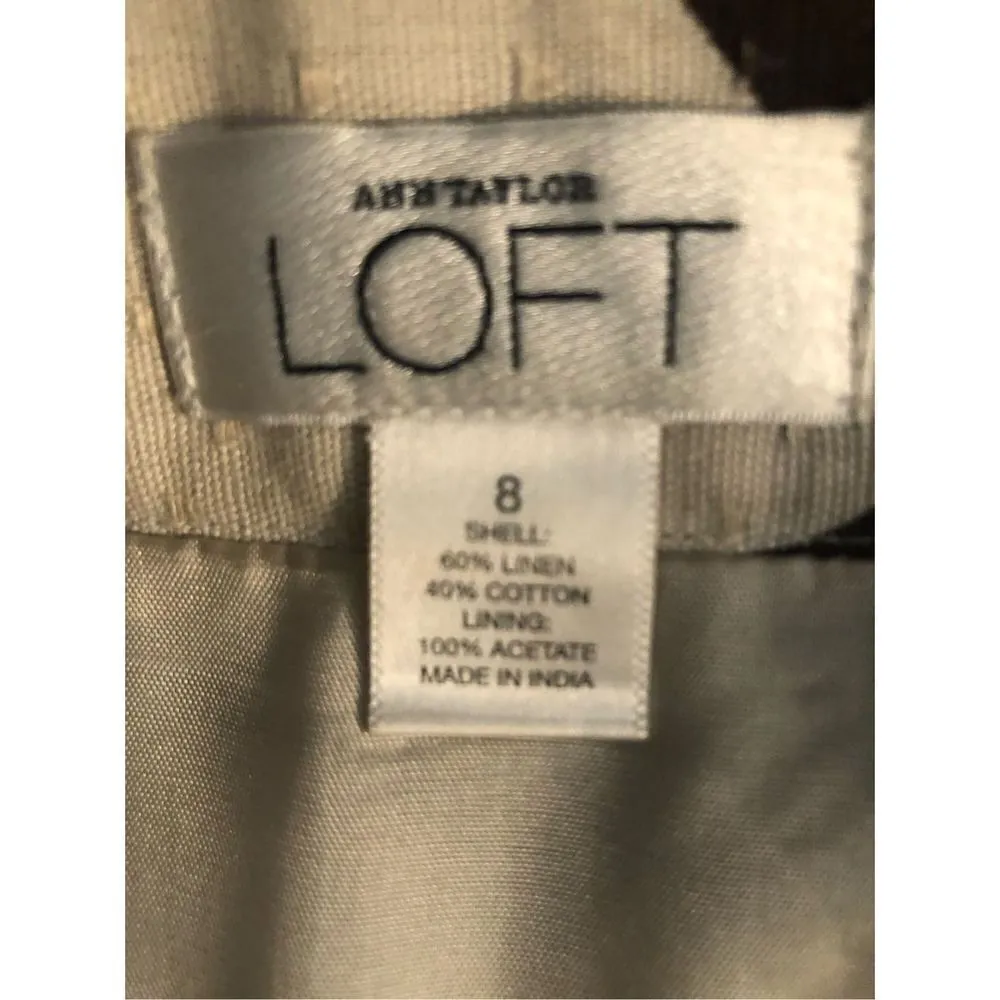 ANN TAYLOR LOFT BROWN CREAM FLORAL LINEN-BLEND STRAIGHT SKIRT SIZE 8 - Image 10