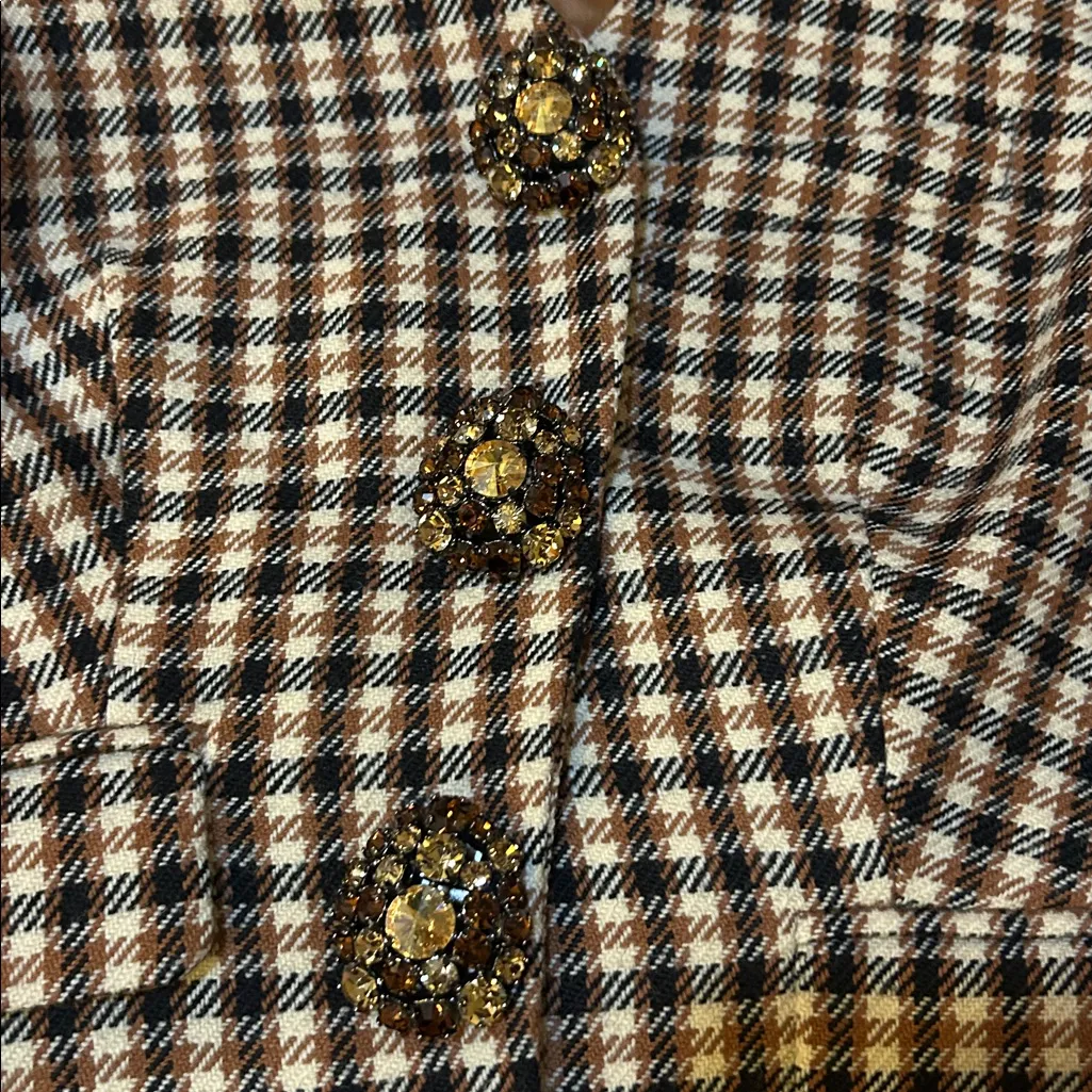 AREA Crystal embellished Checked Wool Cotton - Image 7