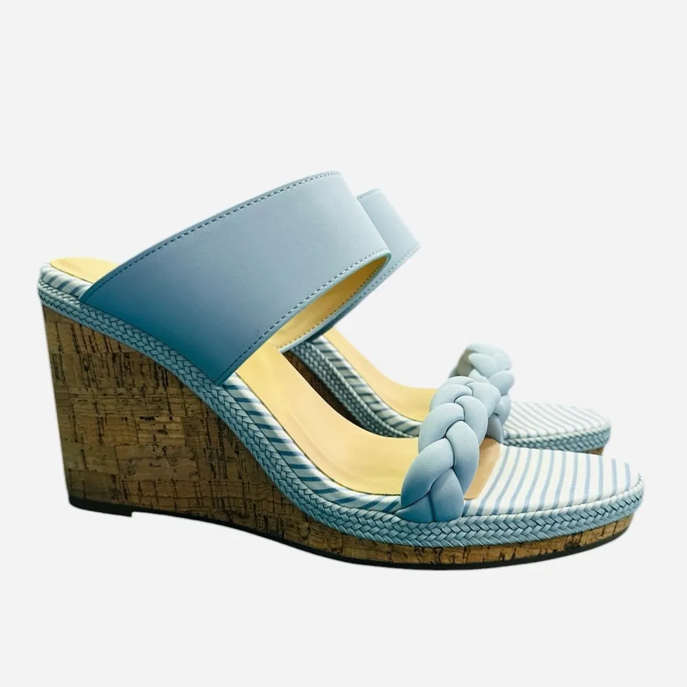 Draper James RSVP Charlotte Women’s Wedge Sandals Blue White Size 9 NWOT - Image 2