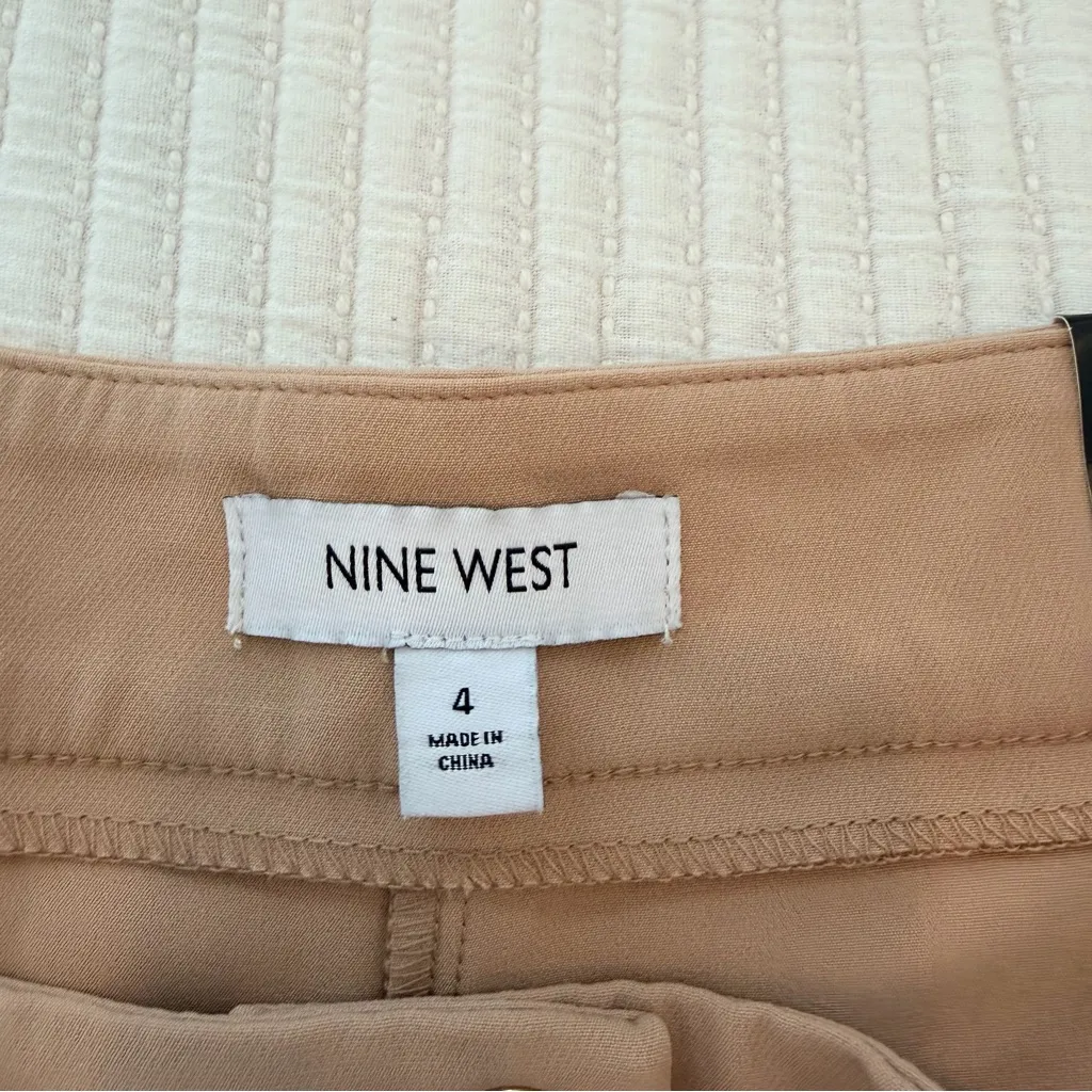 Nine West NWT Women's Tan Barley Field Dress Pants Gold Button Closure Size US 4 - Image 8