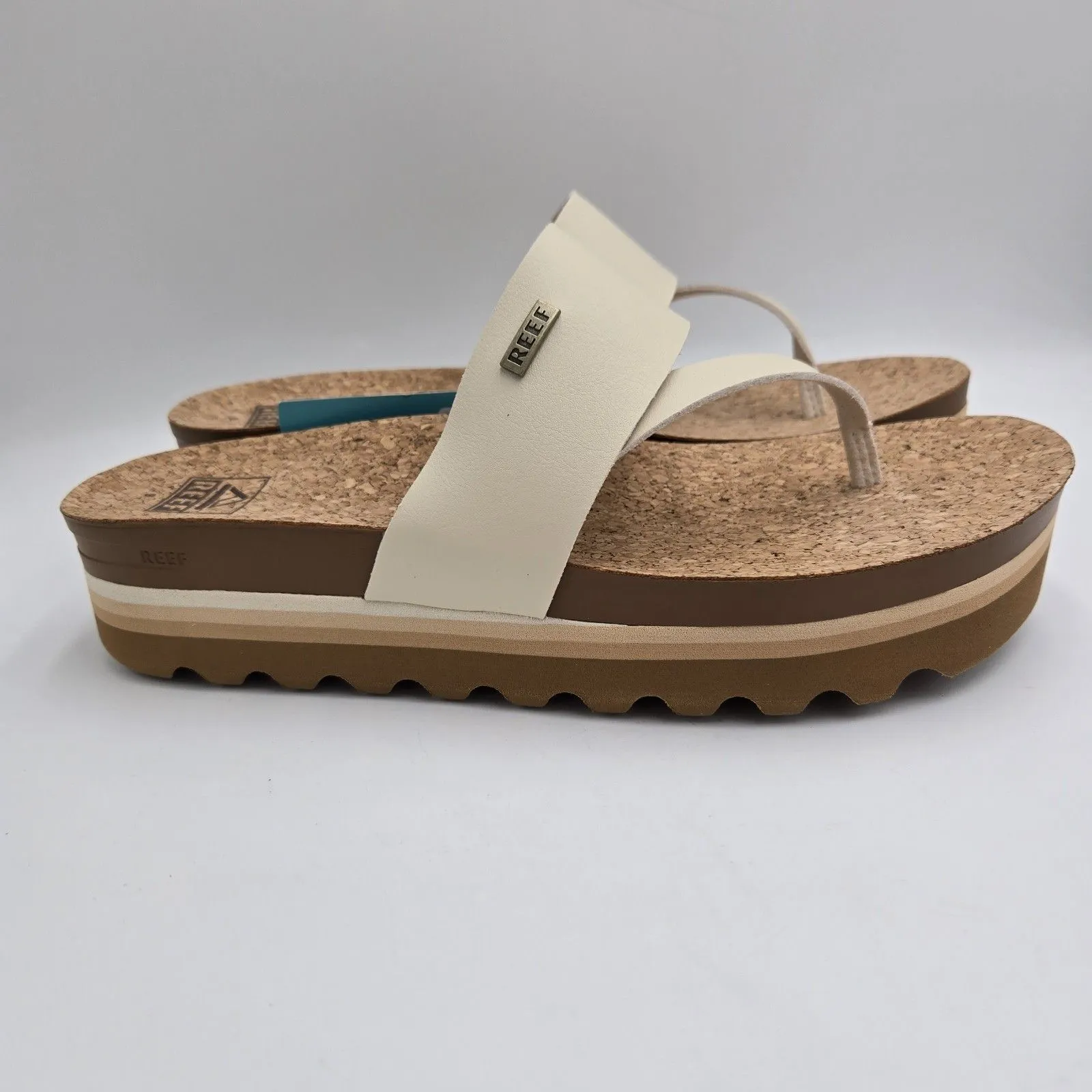 NEW Reef Cushion Sol Hi Platform Sandal Women's Size 9 Vintage Tan Vegan Leather - Image 10