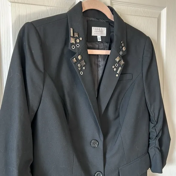 The Limited Jodi Arnold | Black Lined Jeweled Collar Blazer Jacket Sz‎ Med - Image 6