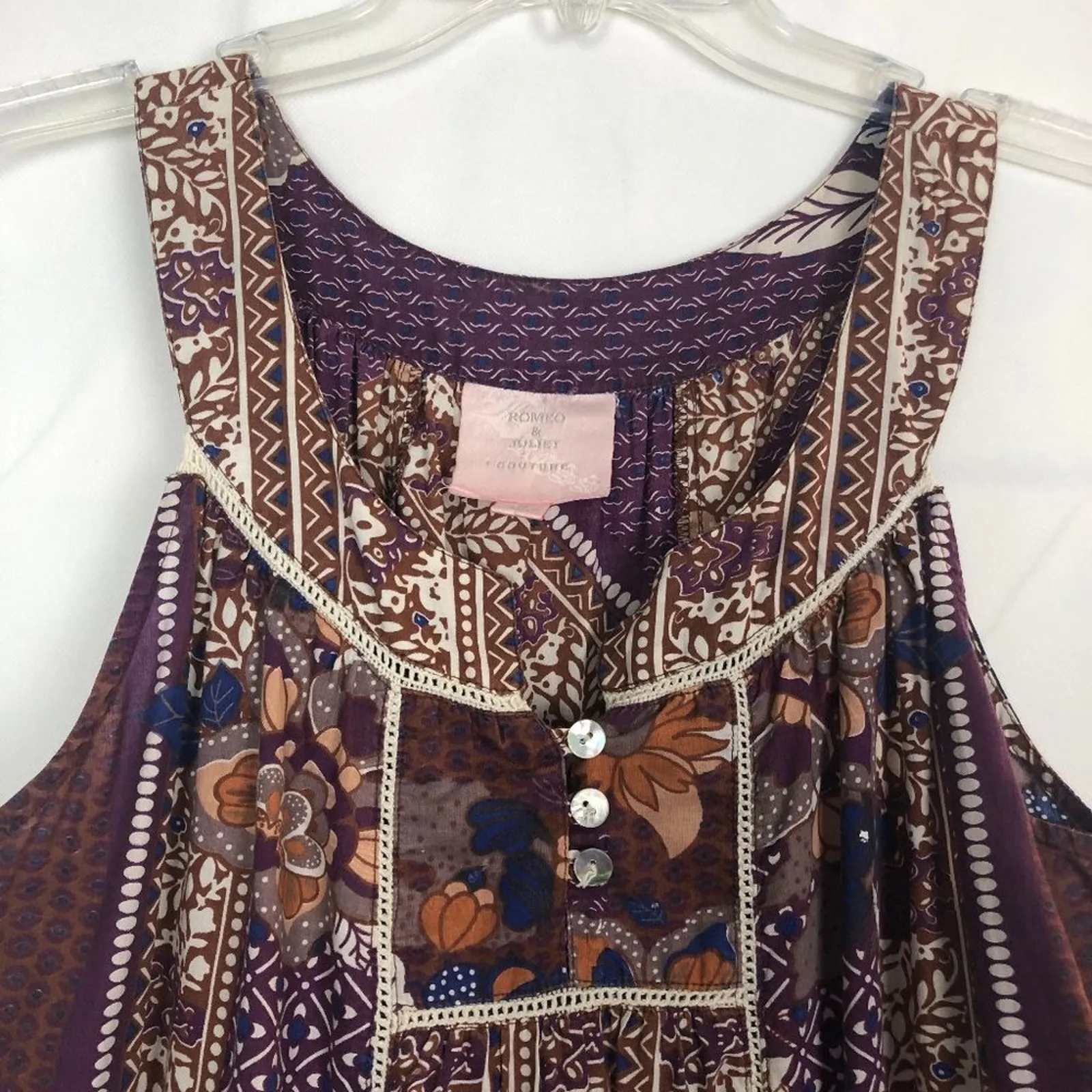 Romeo & Juliet Babydoll Top Womens Medium Y2K Cotton Fairy Boho Festival Beachy - Image 3