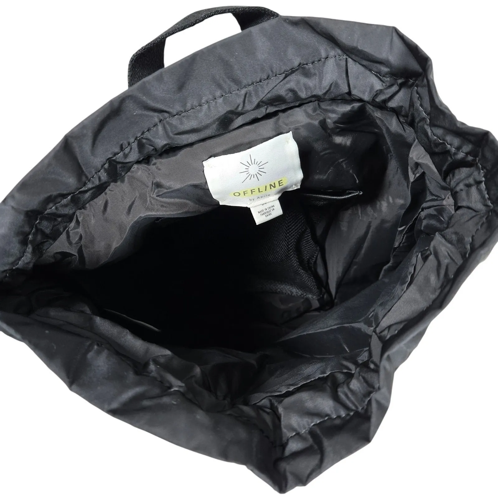 OFFLINE by Aerie Black Nylon Drawstring Backpack Bag OS‎ Bucket Sling Crossbody - Image 3