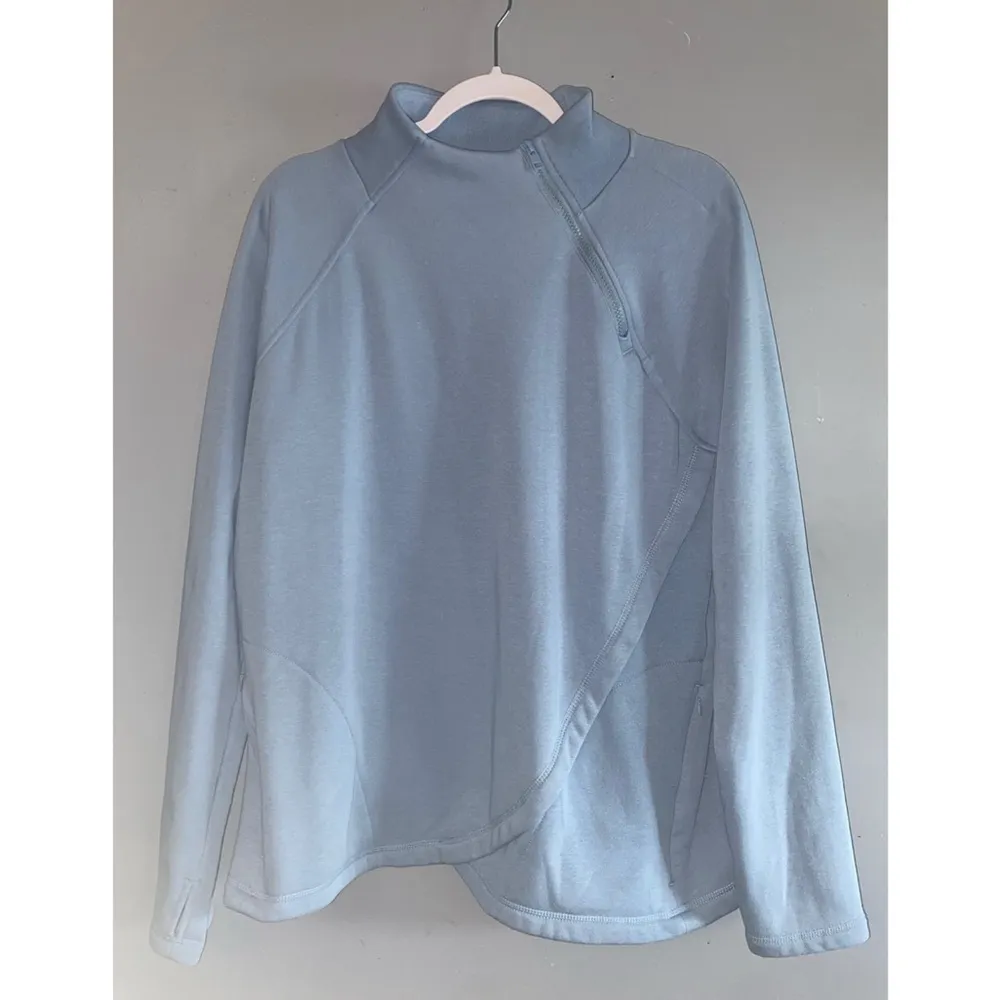 90 Degree By Reflex Blue Zip Neck Thumb Hole Long Sleeve Fleece Pullover XL - Image 2