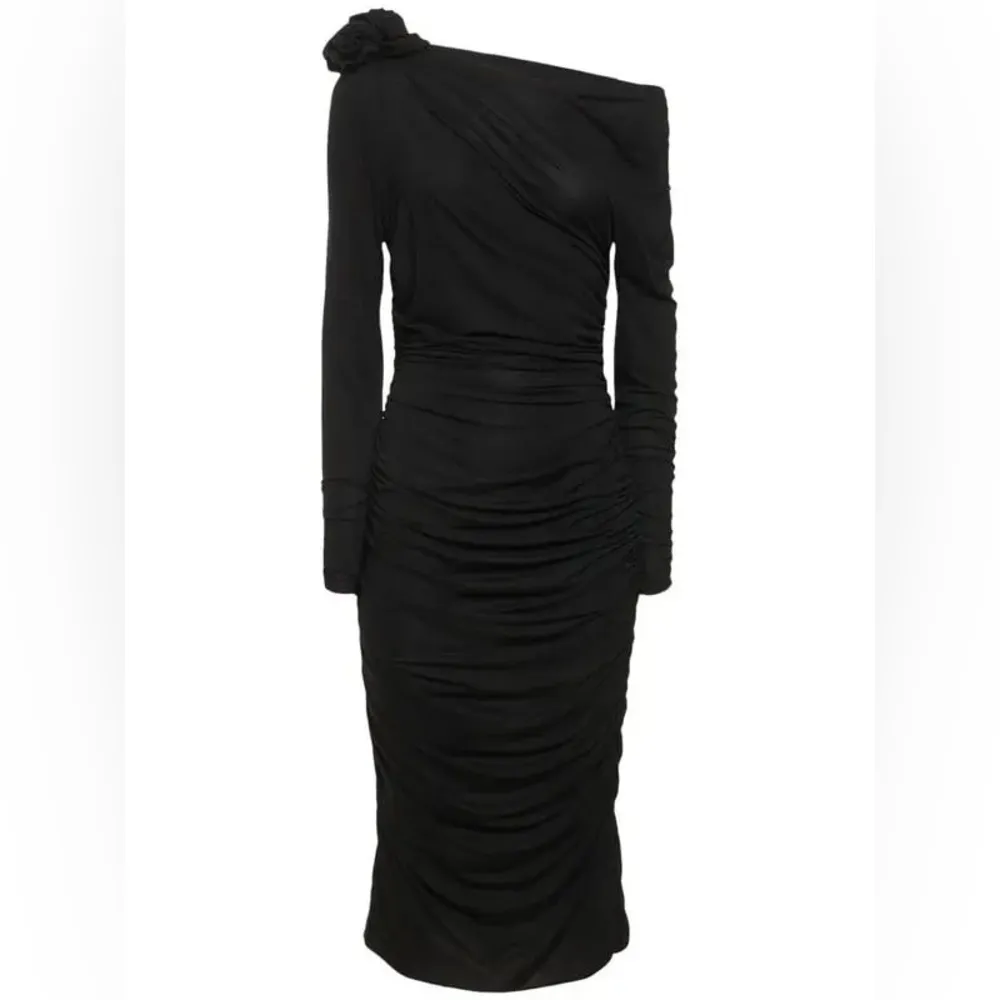 MAGDA BUTRYM Jersey Midi Dress With 3d Flower Applique size 34/4 Black - Image 14