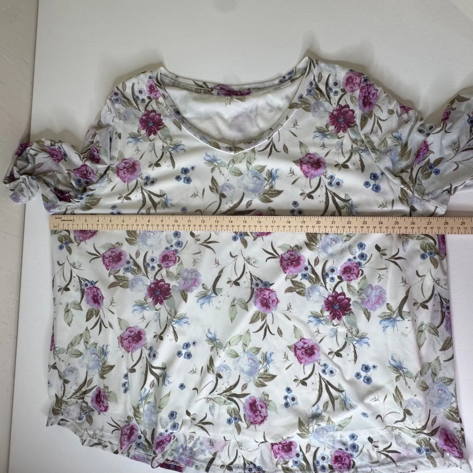 Cato‎ 1946 Floral Mesh Blouse Size 26/28W Stretch Romantic Boho Cottage Feminine - Image 9