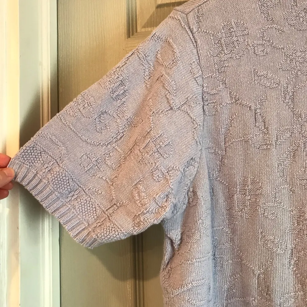 Classic Elements Women’s L Vintage Lilac 100% Cotton Short Sleeve Sweater Top - Image 6