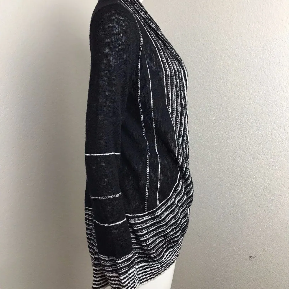 Cardigan Black White Waterfall Open Long sleeve Size M - Image 8