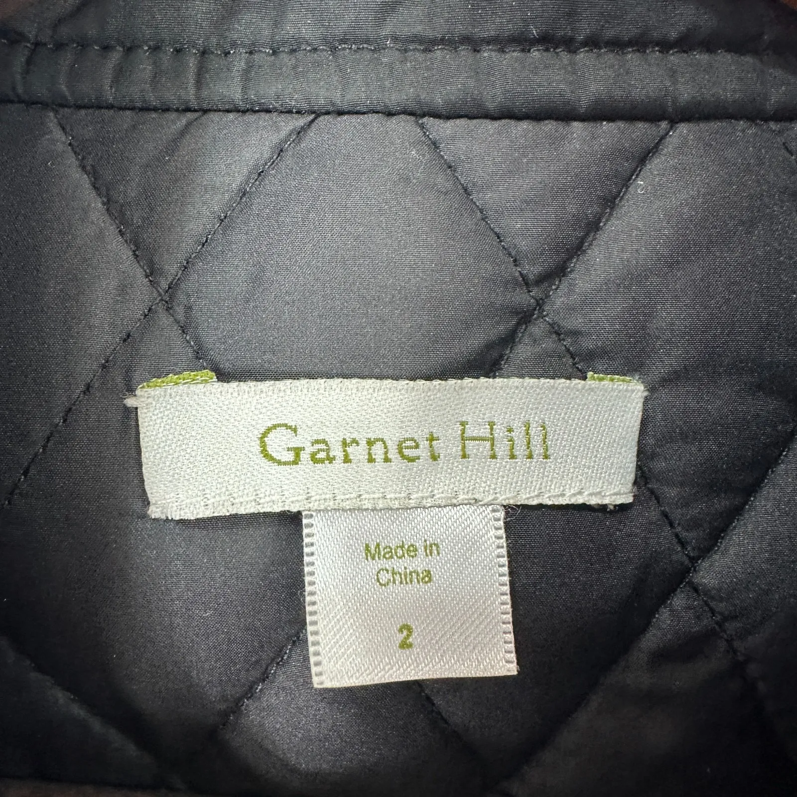 Garnet Hill Jacket 2 Black Quilted Diamond Coat Classic Equestrian Preppy Riding - Image 3