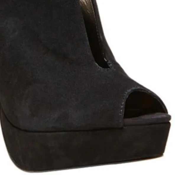 Steve Madden Black Suede Platform High Heel Ankle Boots - Image 6