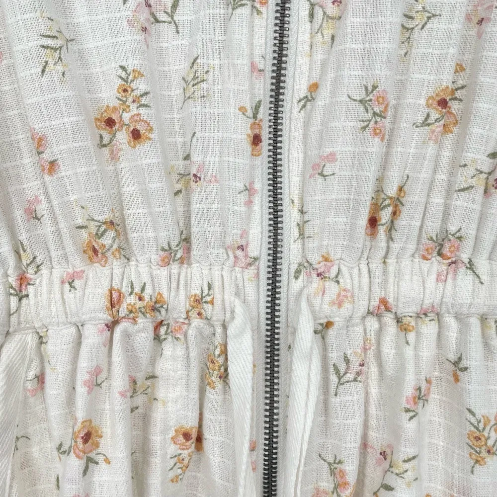 Mary Lawless Lee X Splendid Womens Puff Sleeve Elastic Waist Zip Front Romper XS - Image 5