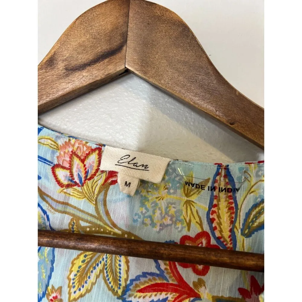 Elan Melrose Fit & Flare Mini Dress Womens Sz M 3/4 Sleeve Vacation Tropical - Image 9