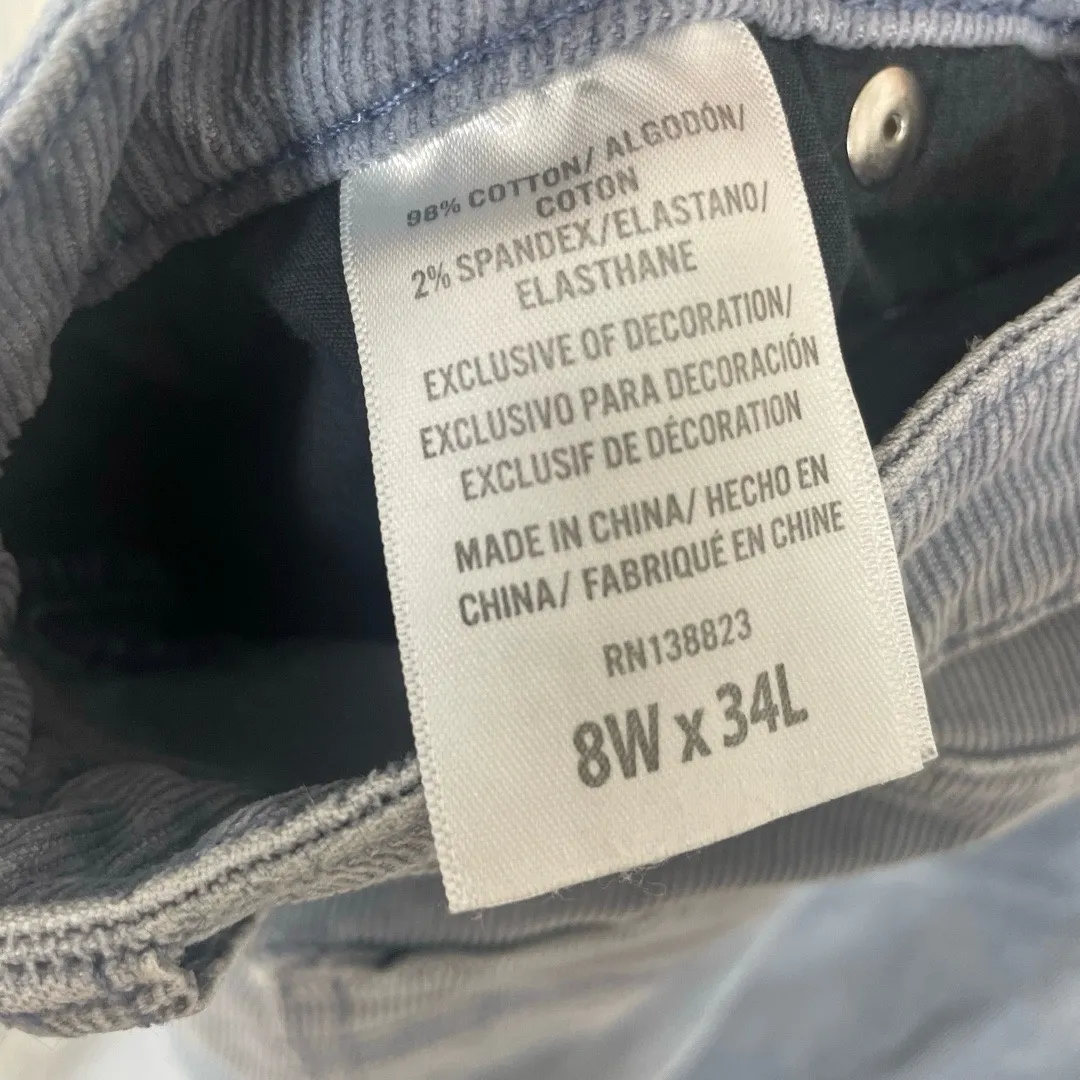 IDYLLWIND Miranda Lambert Dusty Blue Grey Corduroy Flare Jeans size 8 High Rise - Image 8