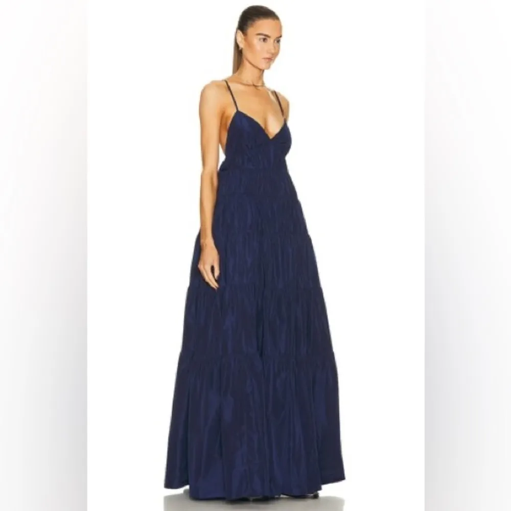 NWT STAUD Ripley Tiered Maxi Dress Navy Blue Size XS - Image 4