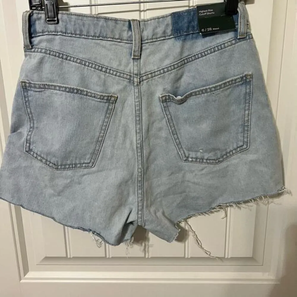 Wild Fable Denim Shorts High Rise Cutoff Distressed Light Wash Size 6‎ - Image 14