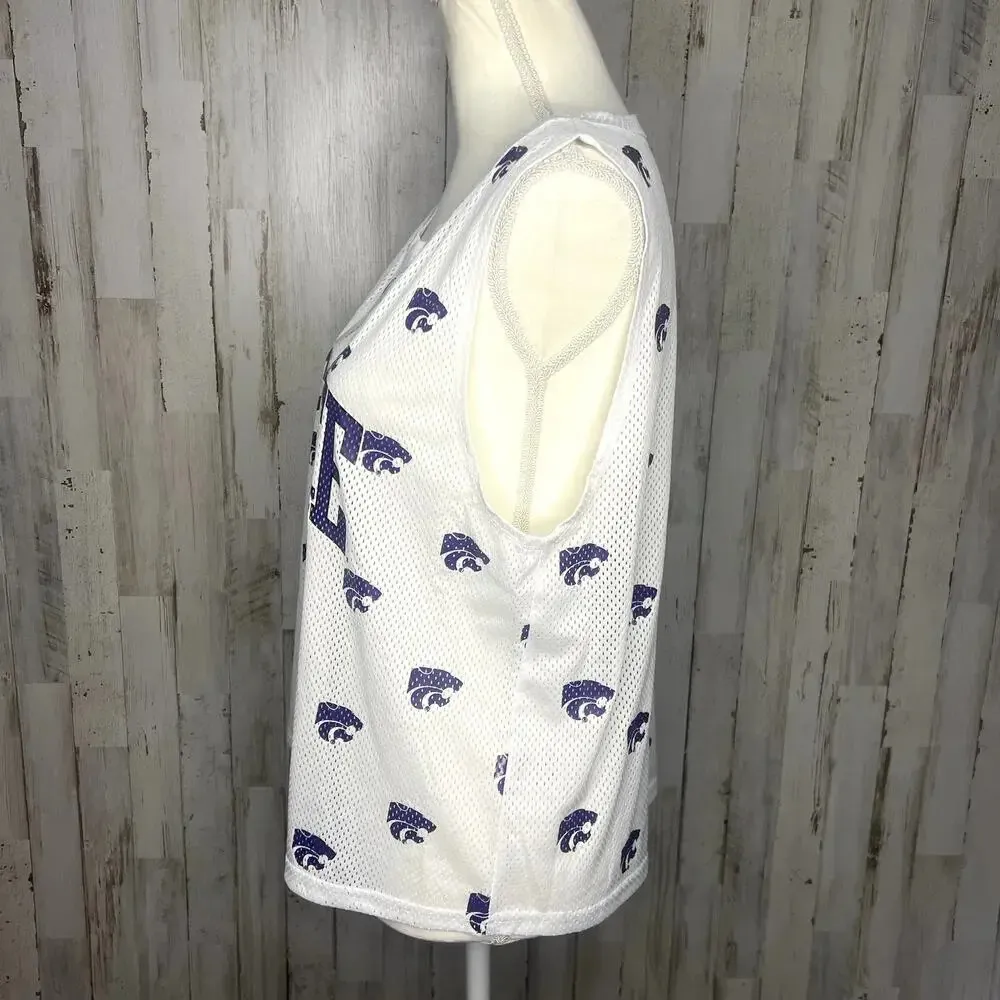 NWT NCAA Kansas State Wildcats Women's XL White Mesh All Over Print Tank Top - Image 4