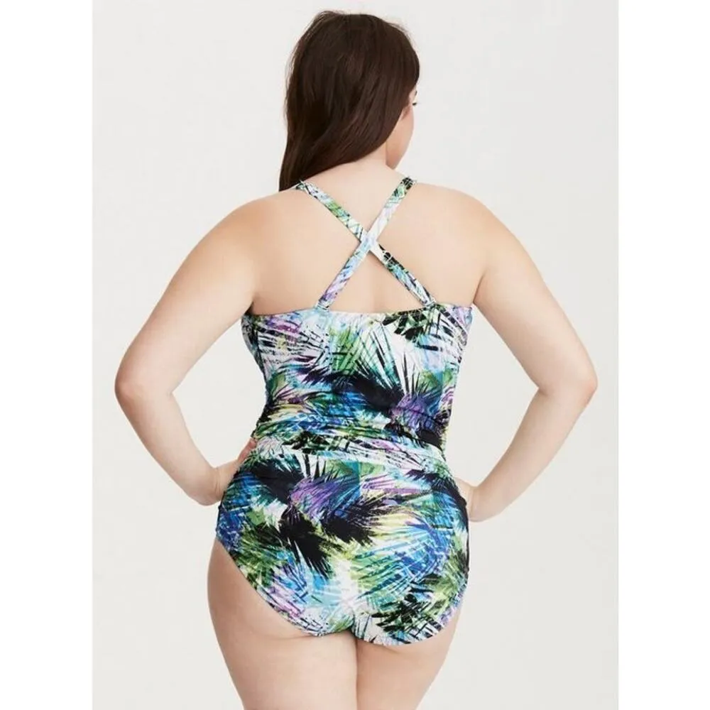 Torrid plus size 2 Underwire Lace-Up One Piece Swimsuit NWOT Tropical Floral - Image 3