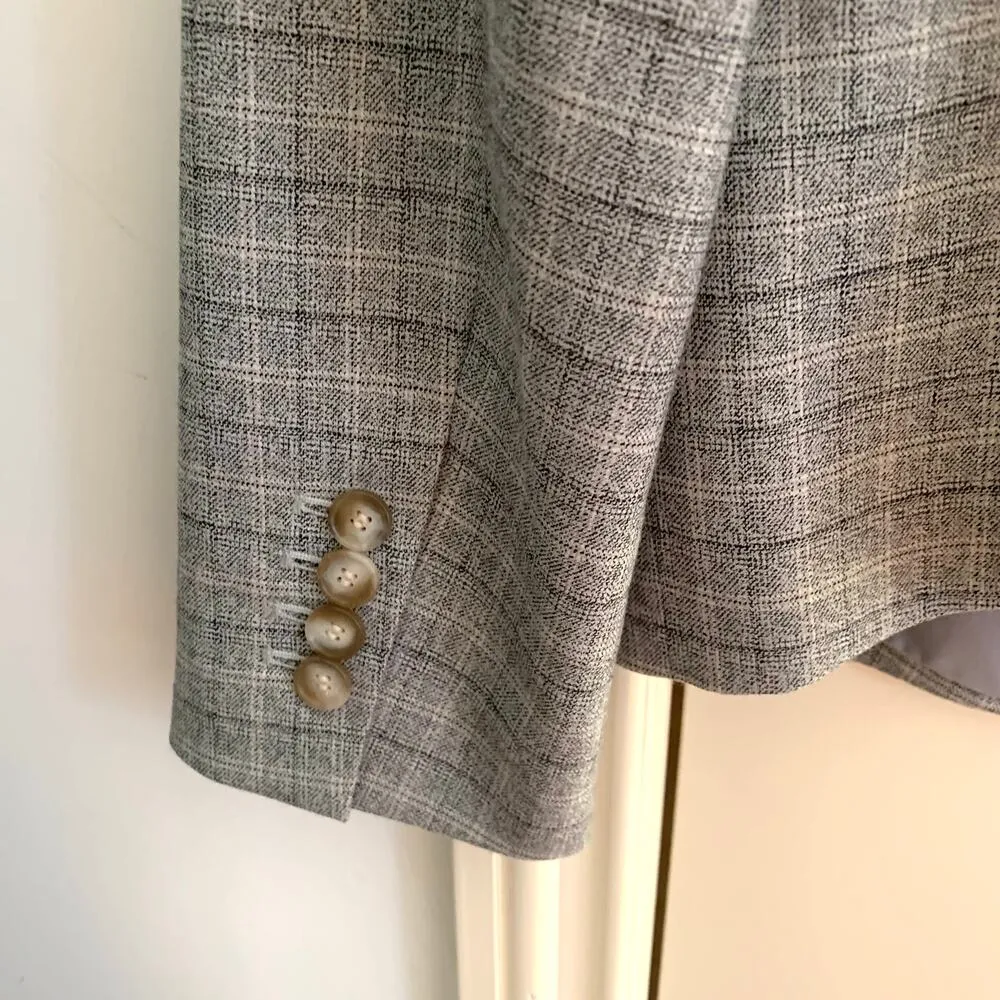 Ann Taylor One Button Blazer Suit Jacket in Glen Plaid - Image 5