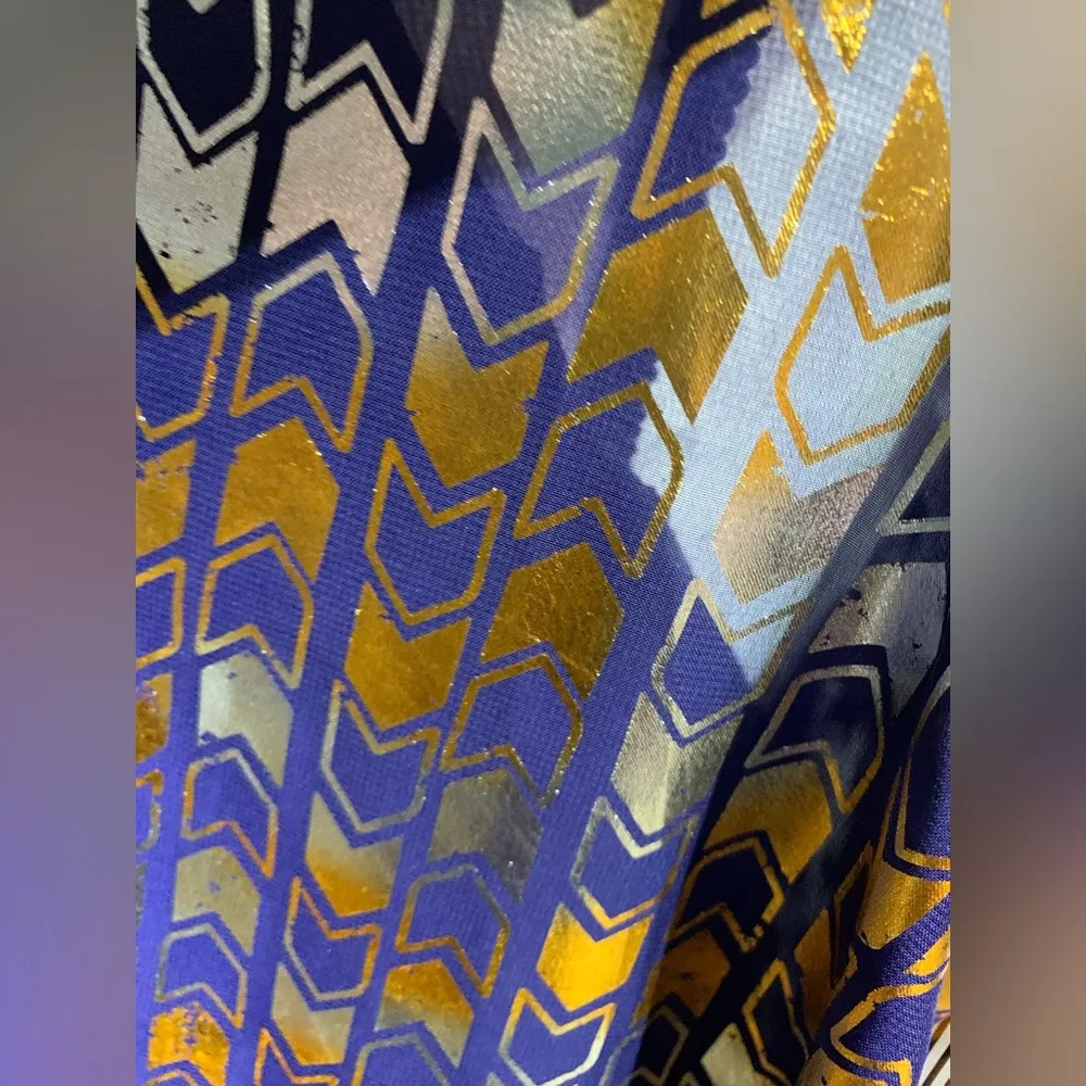 Lularoe Joy Blue Silver Gold Foil Vest - Image 7