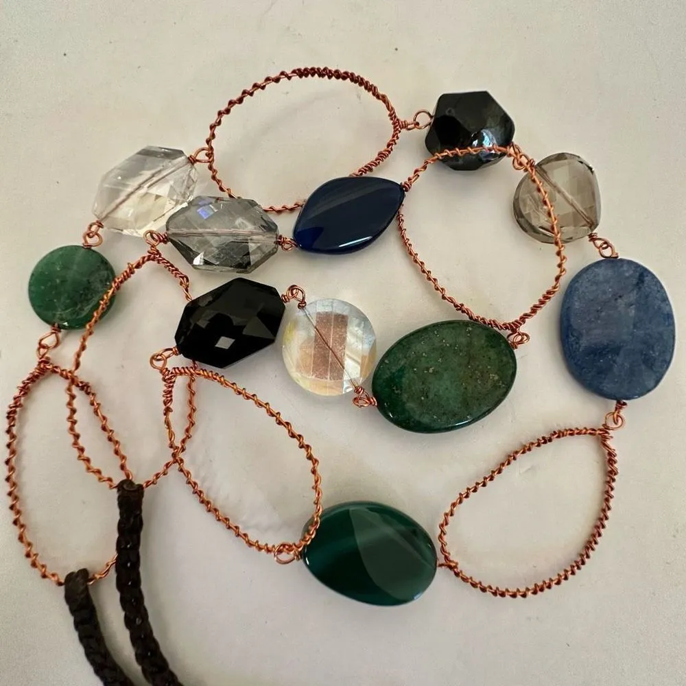 Rose gold tone long beaded necklace - Image 2